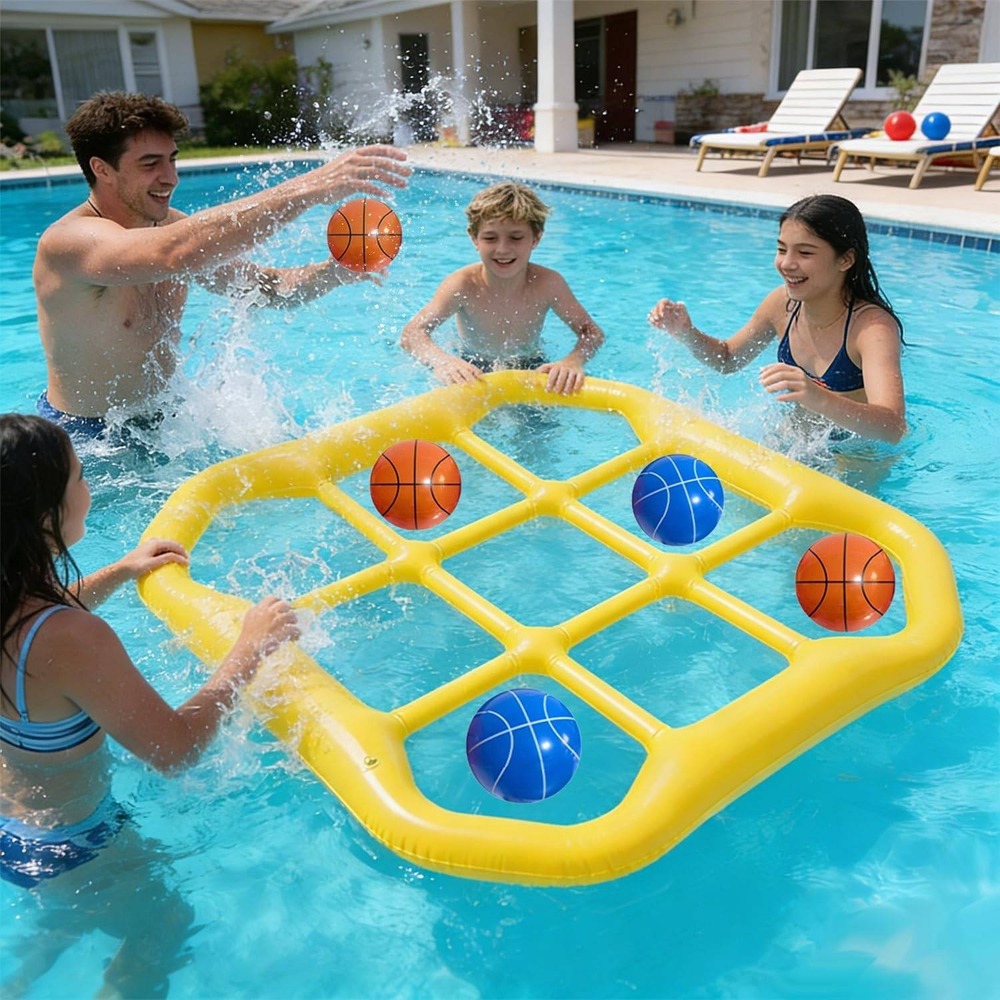 Unbranded Inflatable Tic Tac Toe Pool Game Kids Adults Yellow Blue New Floating